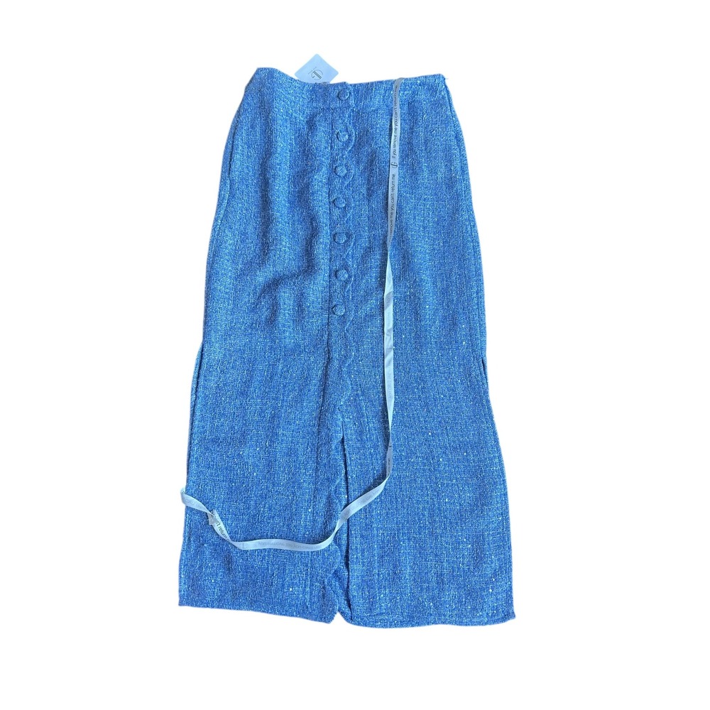 Vita Grace Adriana Scallop Button Skirt Bluebell Tweed Sequins Maxi Size L Nwt — image 4 of 8